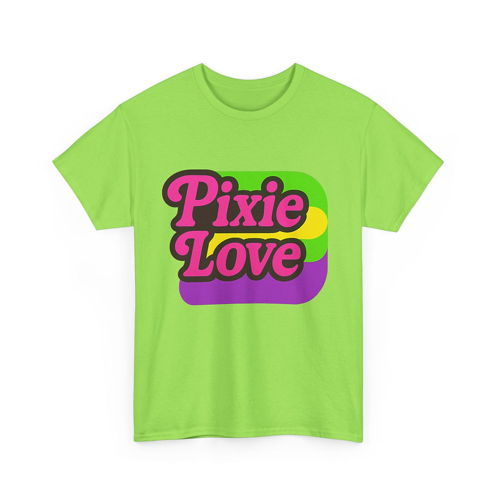 Thumbnail: 90’s themed Pixie Love Tee, retro style, bold fun tee