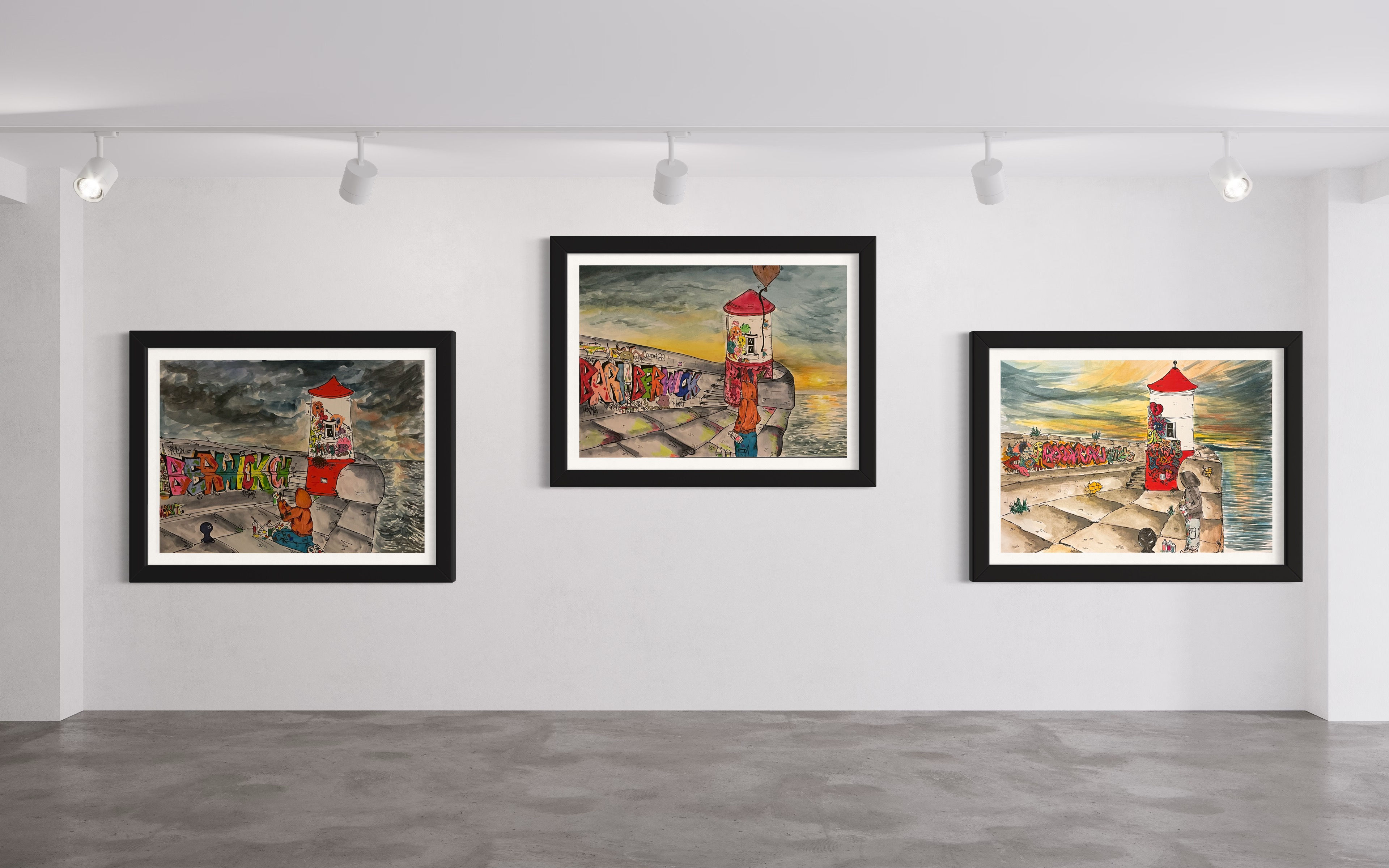 Expression Berwick lighthouse art & poem by JAG ART 82