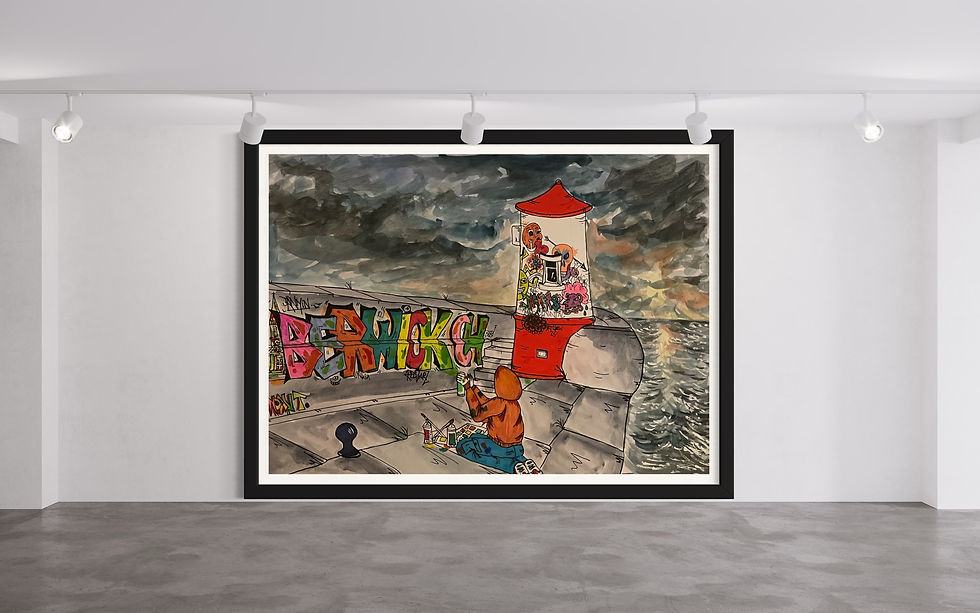 Thumbnail: Expression Berwick lighthouse art & poem by JAG ART 82