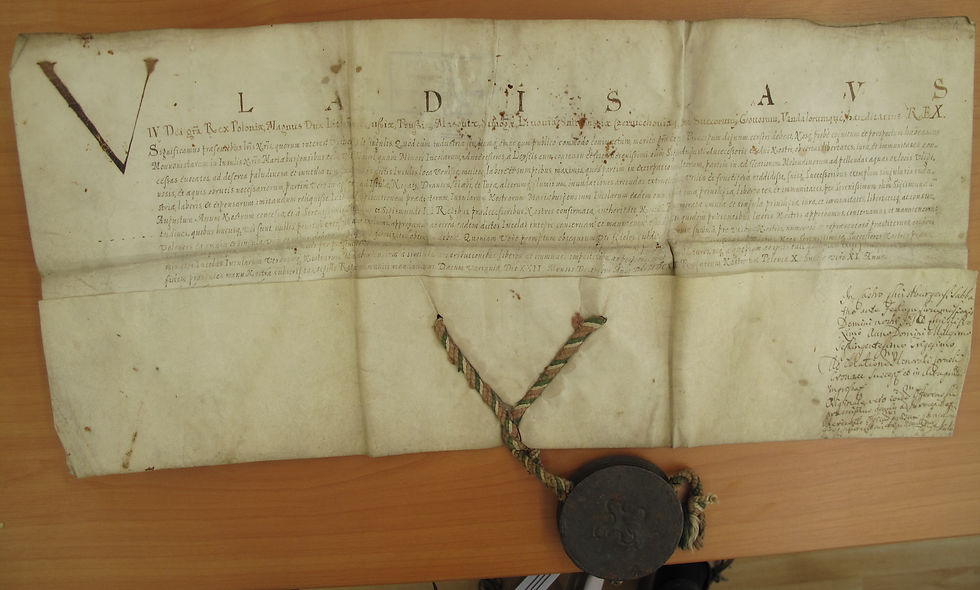 Original Urkunde der mennonitischen Privilegien aus dem Jahr 1642