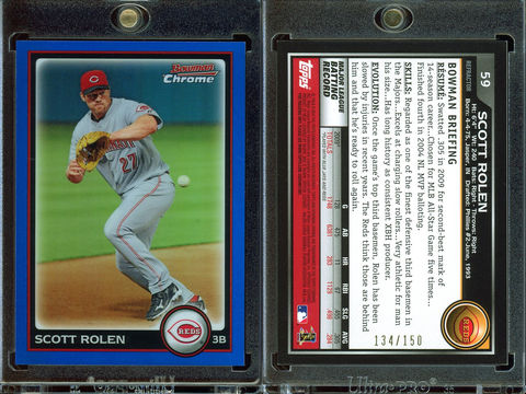 2010 Bowman Chrome - Blue Refractors #59, SN150 - Scott Rolen