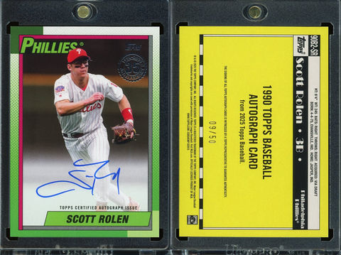 2025 Topps - 1990 Topps Autographs Gold #90B2-SR, SN50 (9) - Scott Rolen