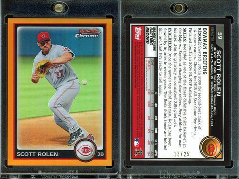 2010 Bowman Chrome - Orange Refractors #59, SN25 - Scott Rolen