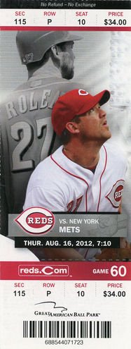 August 16, 2012 Cincinnati Reds vs New York Mets - Scott Rolen