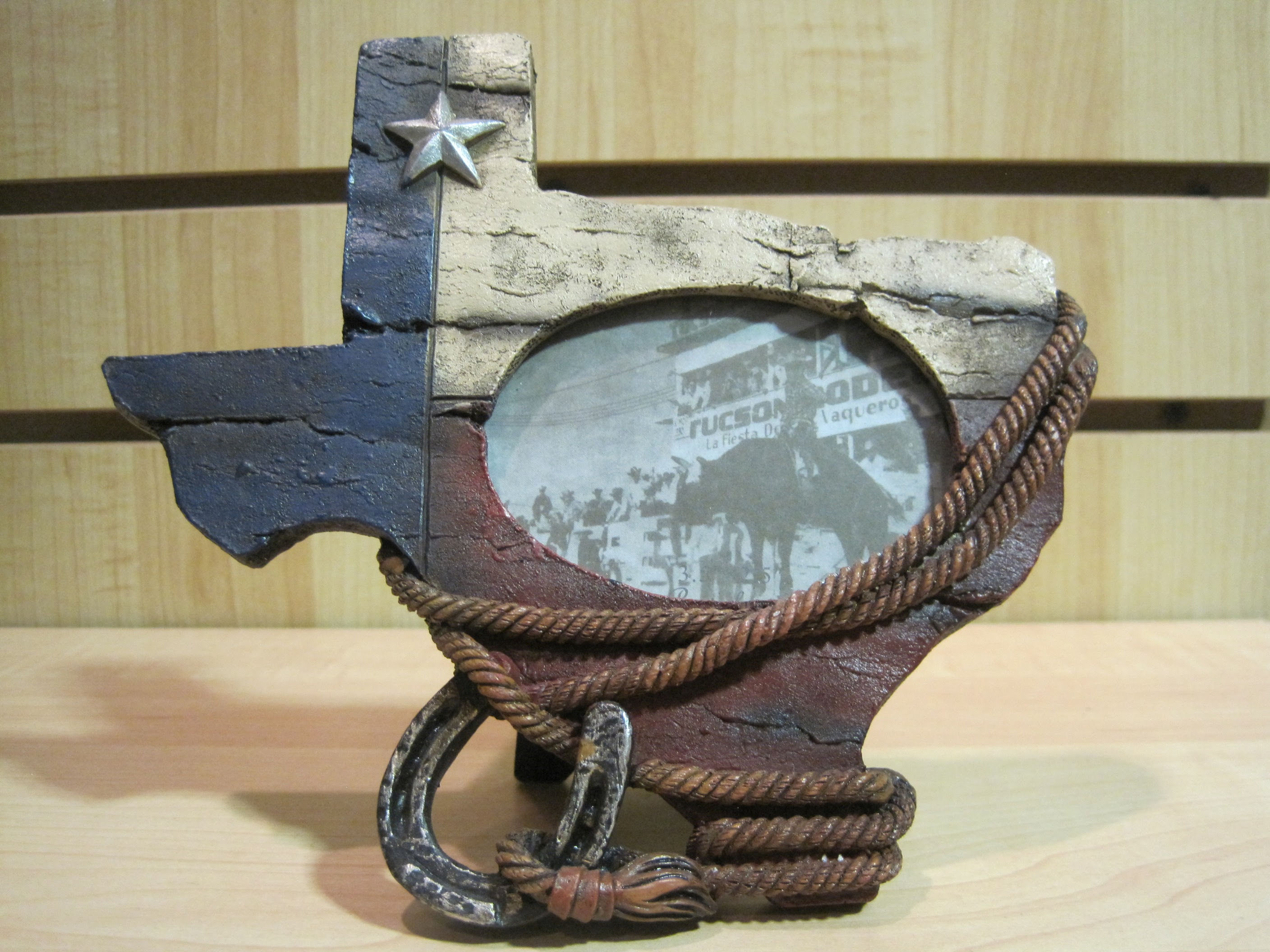 Texas shaped Photo Frame wrapped in rope