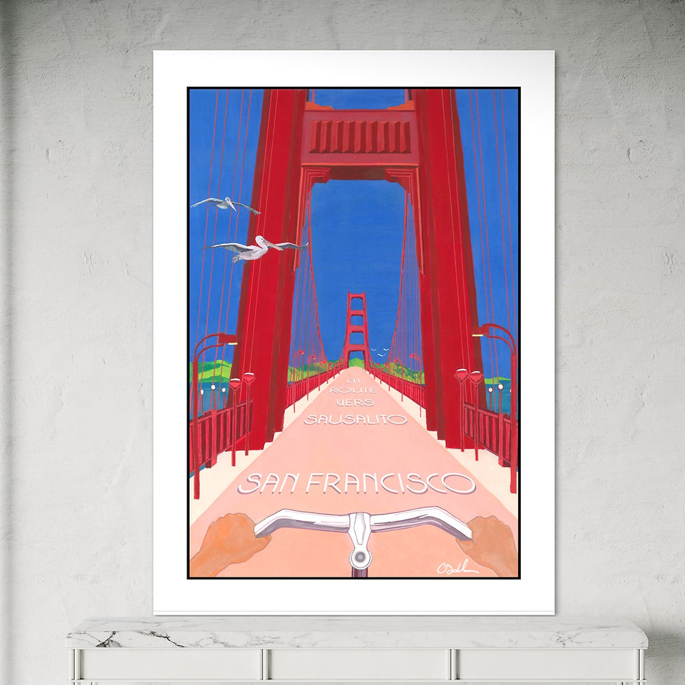 Affiche San Francisco et son pont mythique présentée sur déco neutre