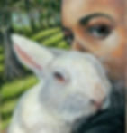 Artwork of Girl with rabbit in colored pencil
