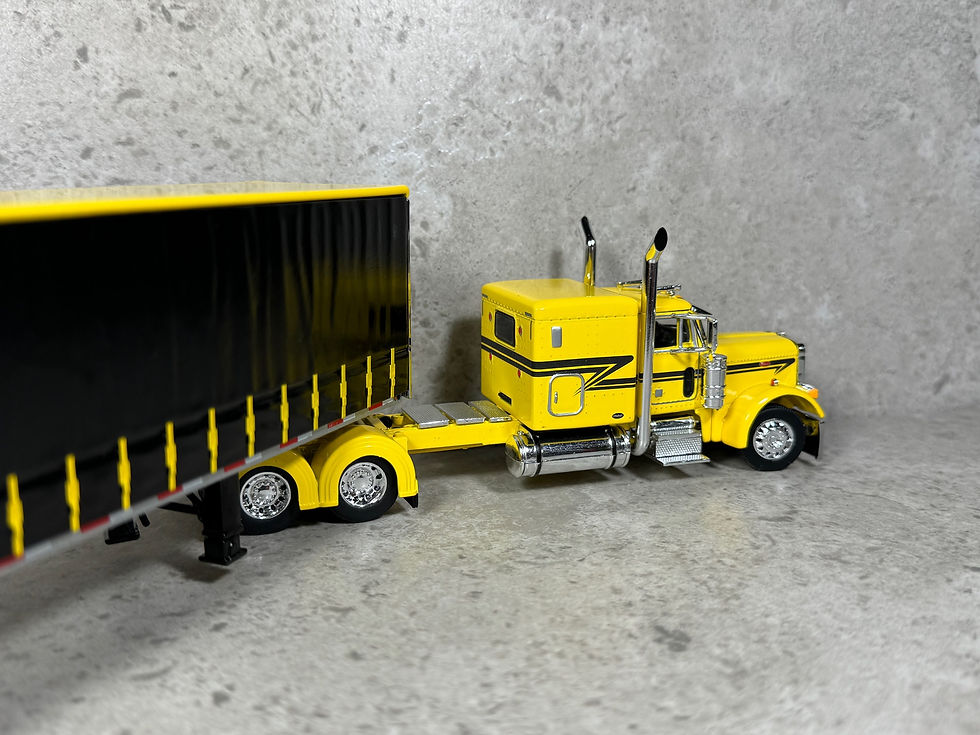 Thumbnail: 1/64 Peterbilt 379 w/ Utility Tautliner Spread Axle Trailer Yellow/Black