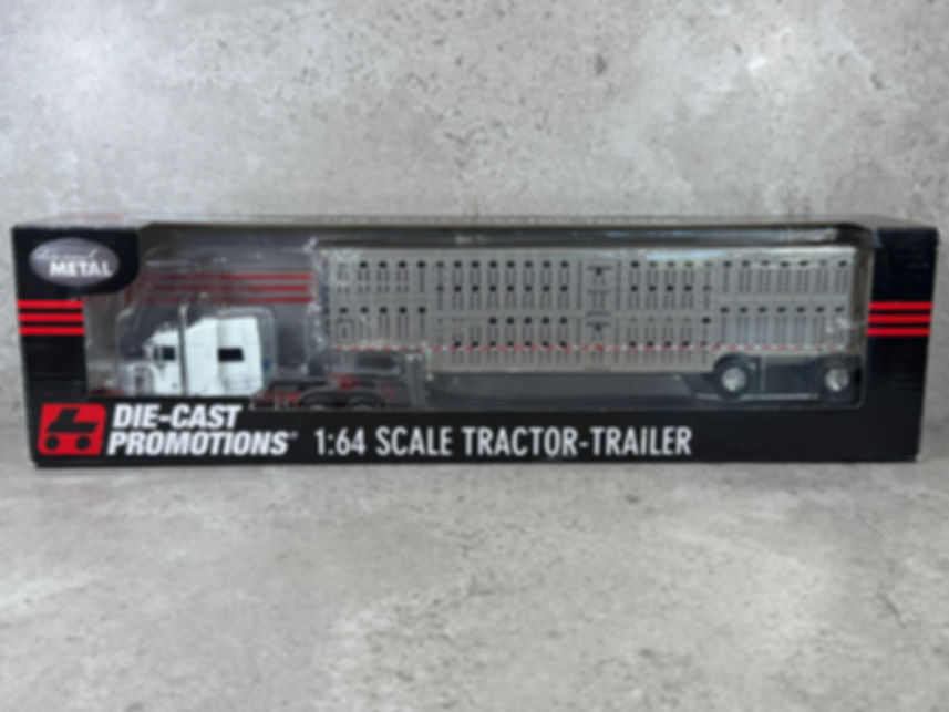 1/64 Peterbilt 379 w/ Wilson Livestock Trailer Hilton Trucking White/Burgundy