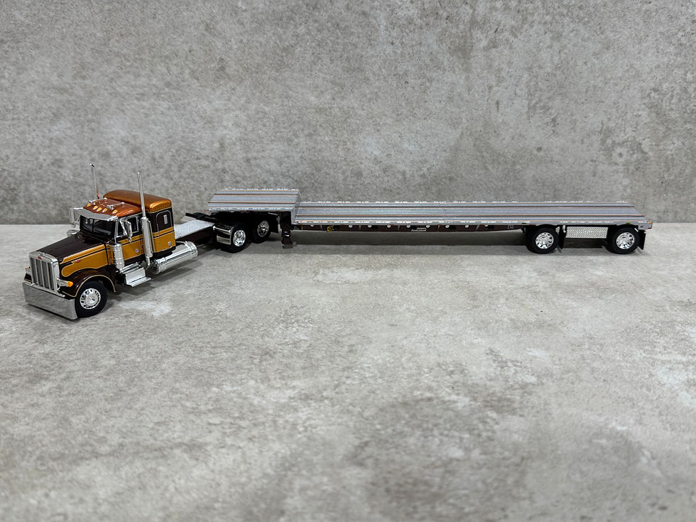Thumbnail: 1/64 Peterbilt 379 w/ Transcraft Stepdeck Trailer Brown/Brown