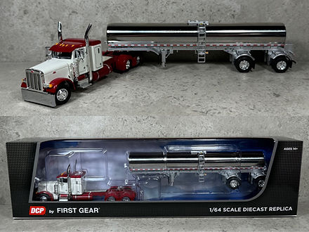 1/64 Peterbilt 379 w/ Walker Spread Axle Milk Tanker White/Red