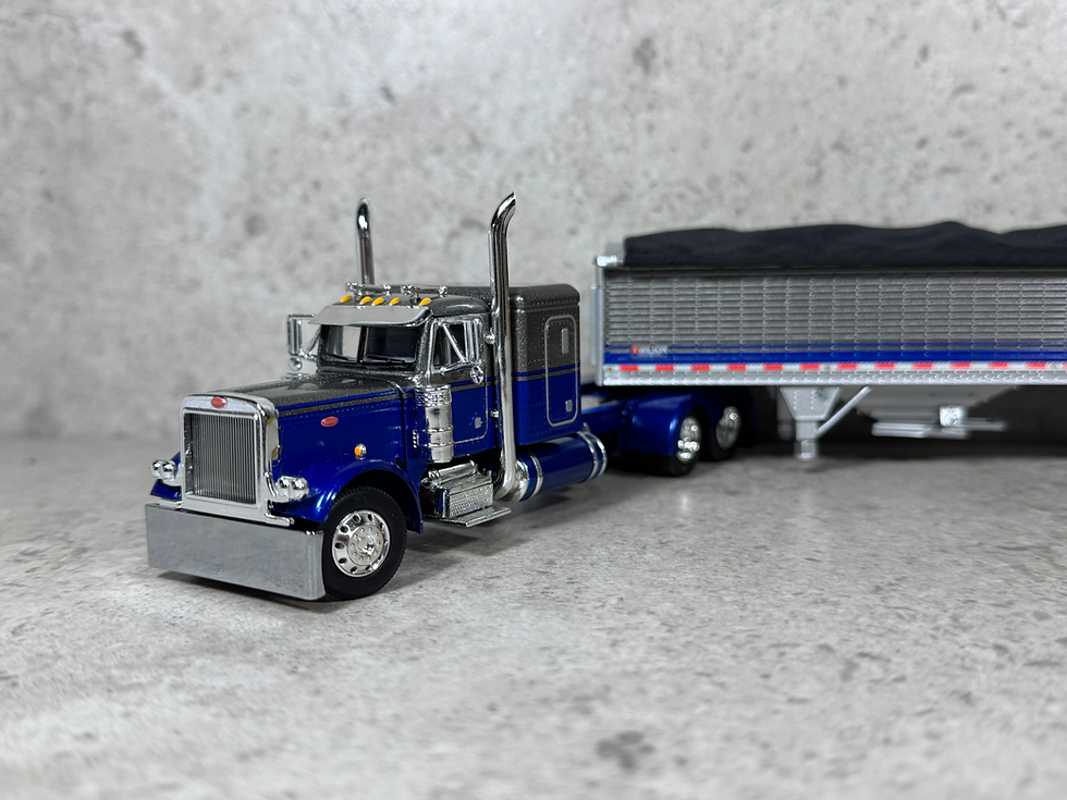 Thumbnail: 1/64 Peterbilt 379 w/ Wilson Grain Trailer Blue/Gunmetal