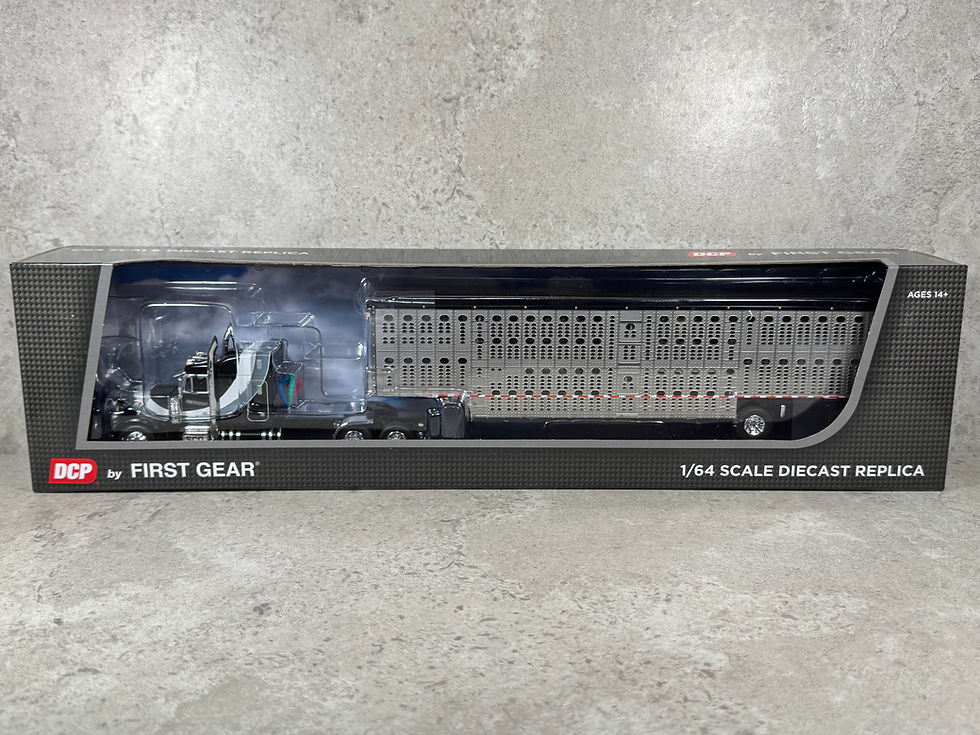 Thumbnail: 1/64 Peterbilt 379 w/ Wilson Livestock Trailer Black/Gray