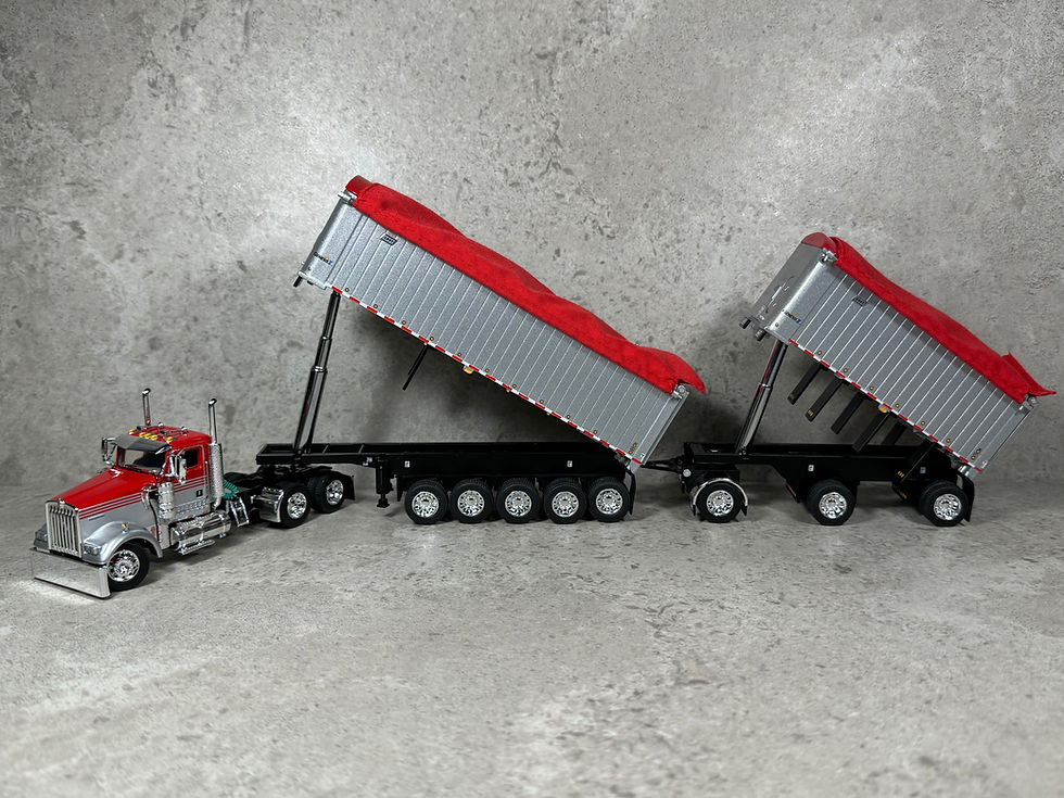 Thumbnail: 1/64 Kenworth W900 w/ East Michigan 31’ & 20’ End Dump Trailers Red/Silver