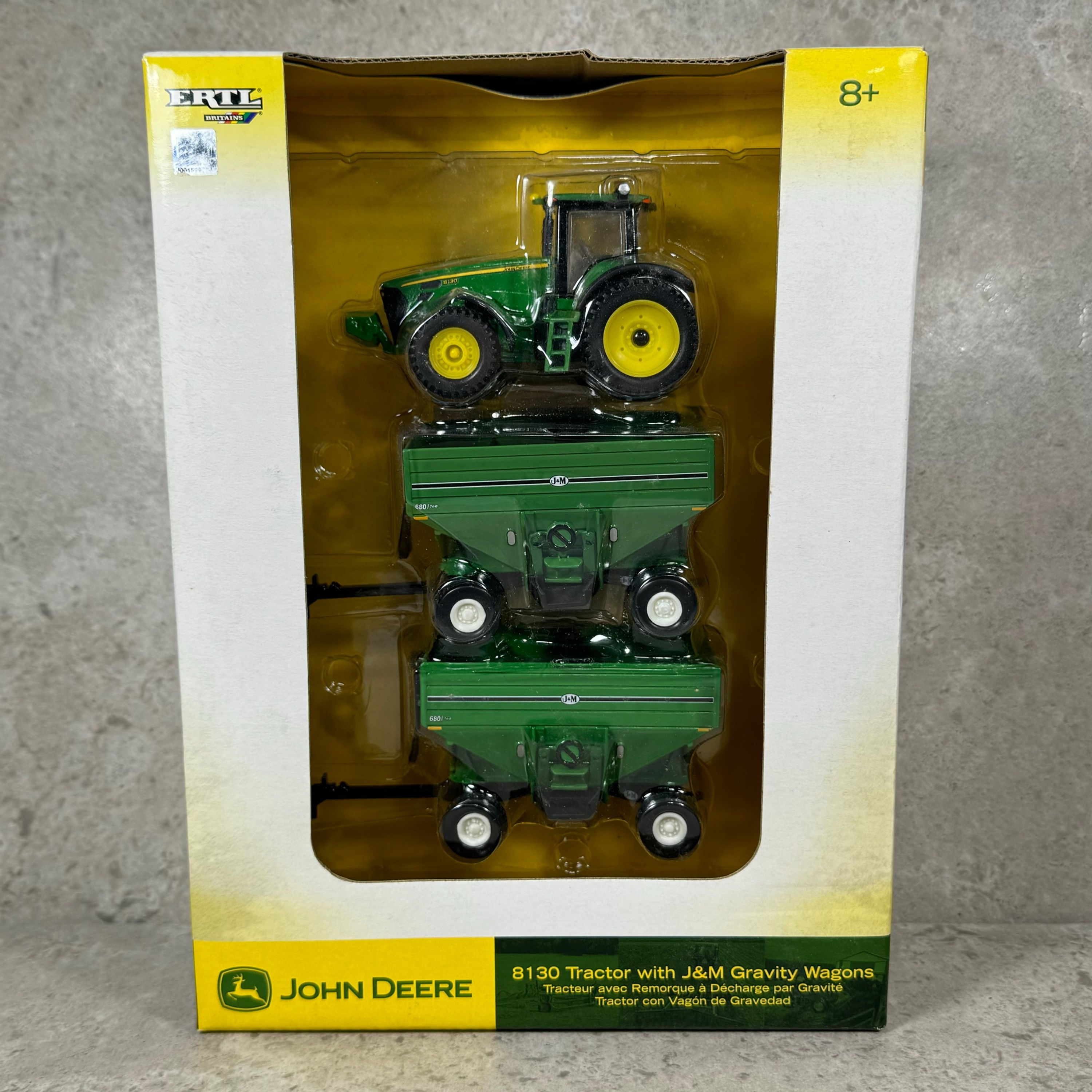 1/64 John Deere 8130 and 2 J&M Wagons