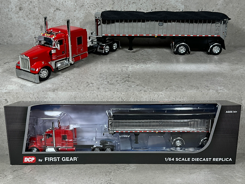 1/64 Kenworth W900L w/ MAC Coal End Dump Red/Chrome | FarmToys4You