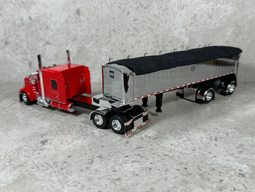 1/64 Kenworth W900L w/ MAC Coal End Dump Red/Chrome | FarmToys4You