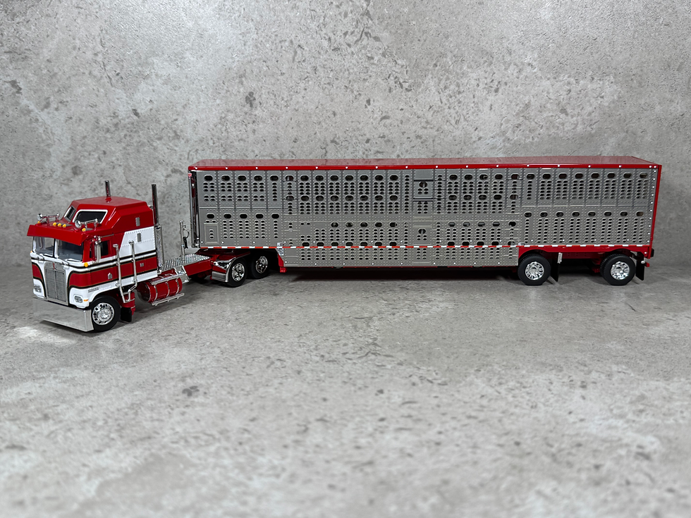 Thumbnail: 1/64 Kenworth K-100 w/ Wilson Livestock Trailer Red/White