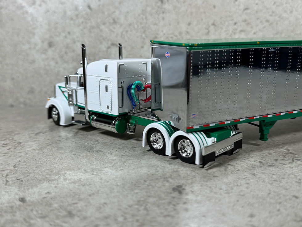 Thumbnail: 1/64 Peterbilt 389 w/ Chrome Utility Van Trailer White/Green