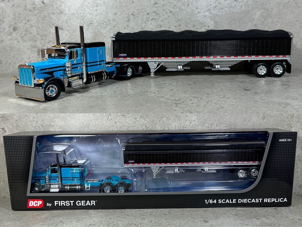 Thumbnail: 1/64 Peterbilt 389 w/ Wilson High Sided Grain Trailer Blue/Black