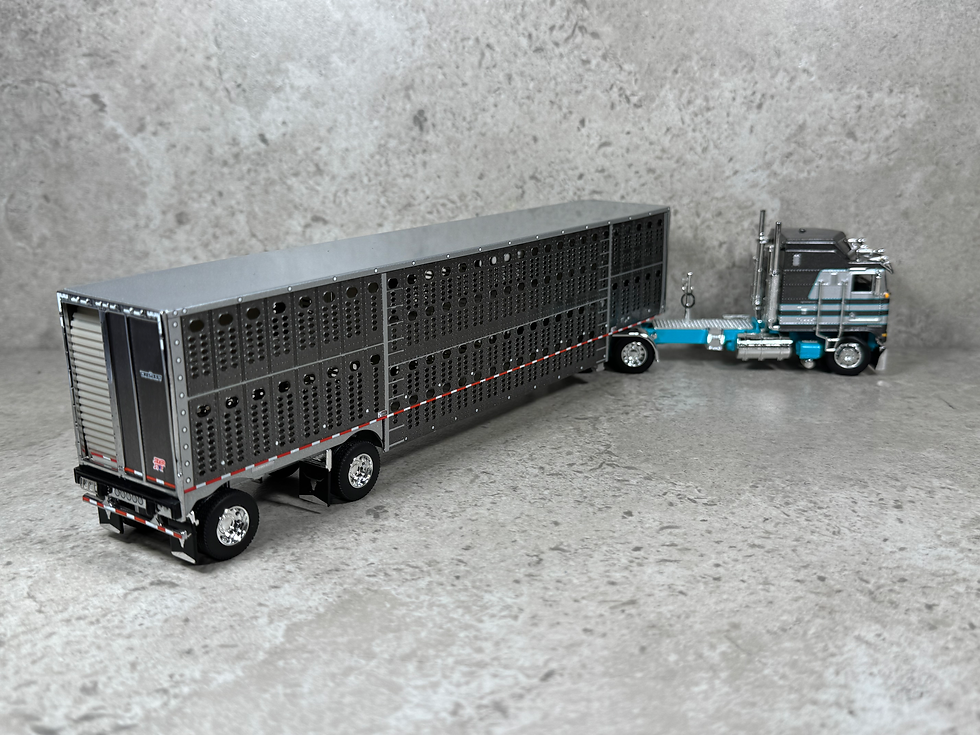 Thumbnail: 1/64 Kenworth K-100 w/ Wilson Livestock Trailer Gunmetal/Turquoise