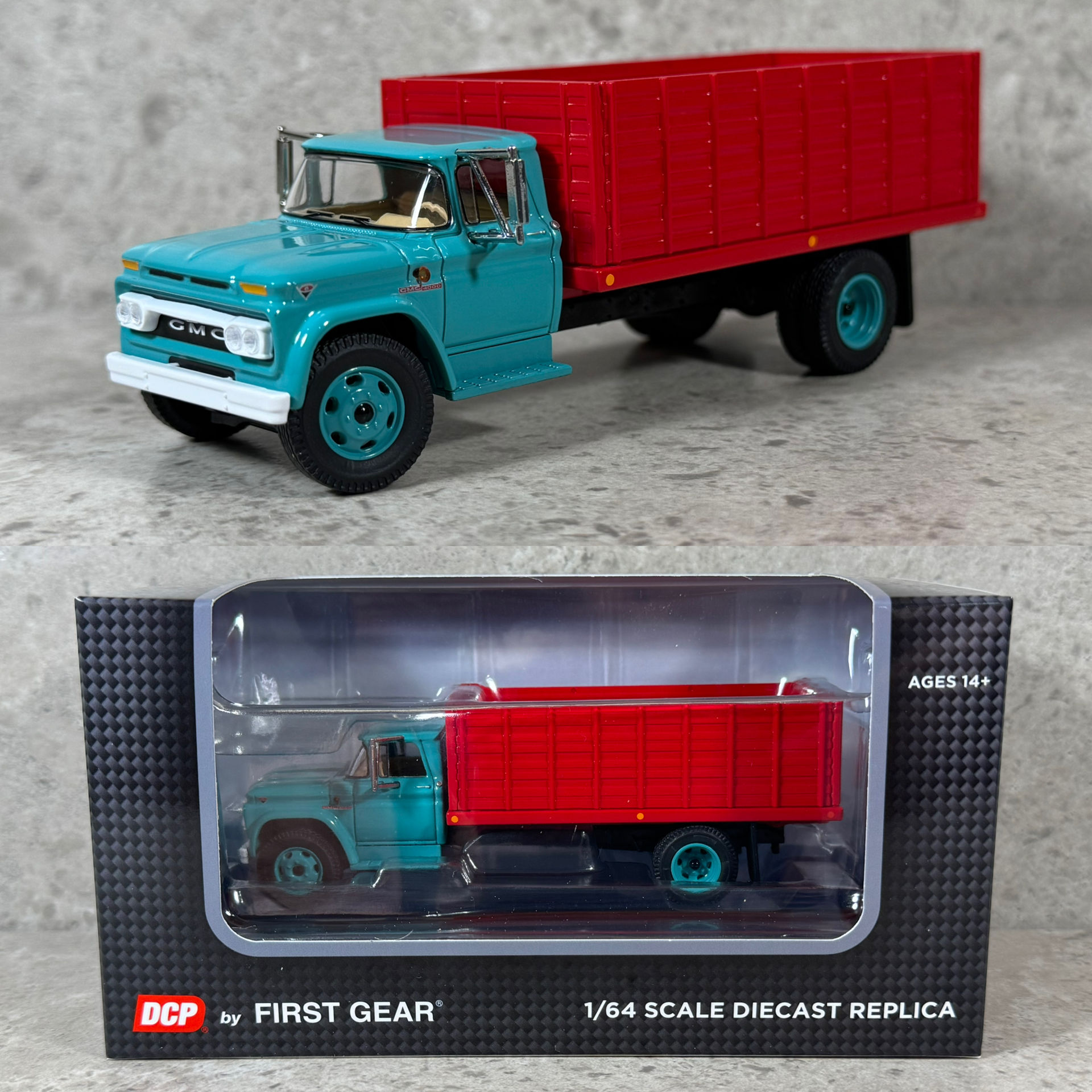 1/64 GMC 4000 Grain Truck Turquoise/Red