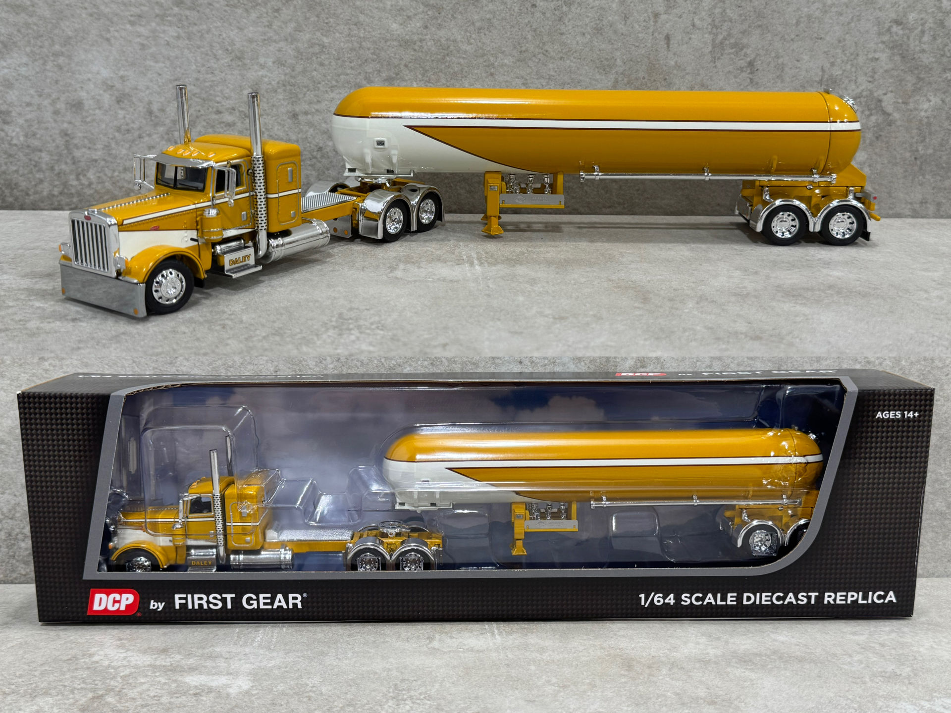 1/64 Peterbilt 389 w/ Mississippi LPG Tank Trailer Yellow/White