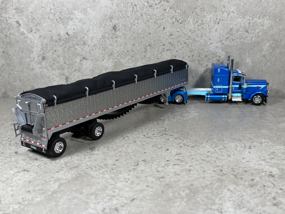 Thumbnail: 1/64 Peterbilt 389 w/ Wilson Patriot Belt Trailer Blue/Silver