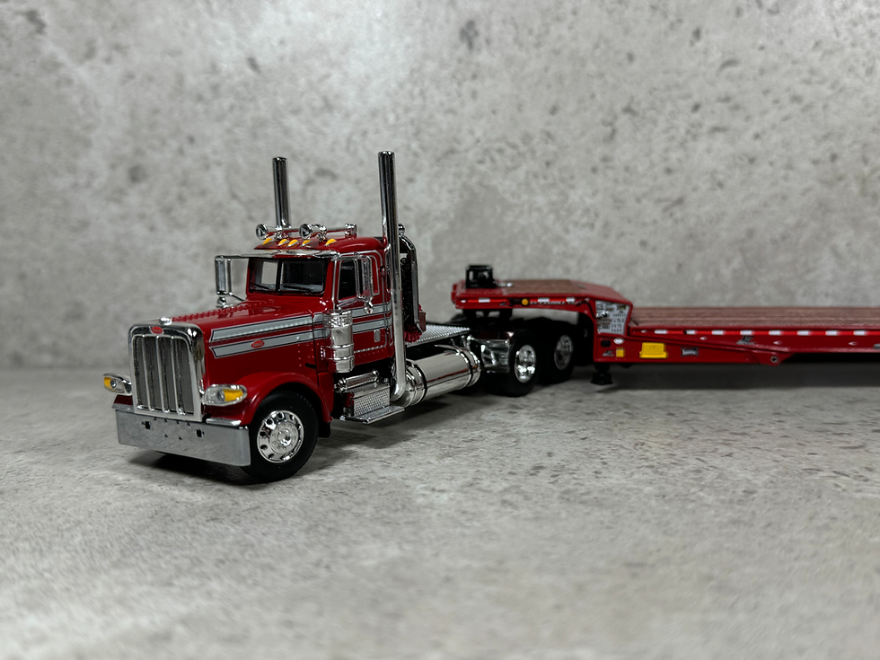 Thumbnail: 1/64 Peterbilt 389 w/ Landoll 440B-50CA Traveling Axle Trailer Red