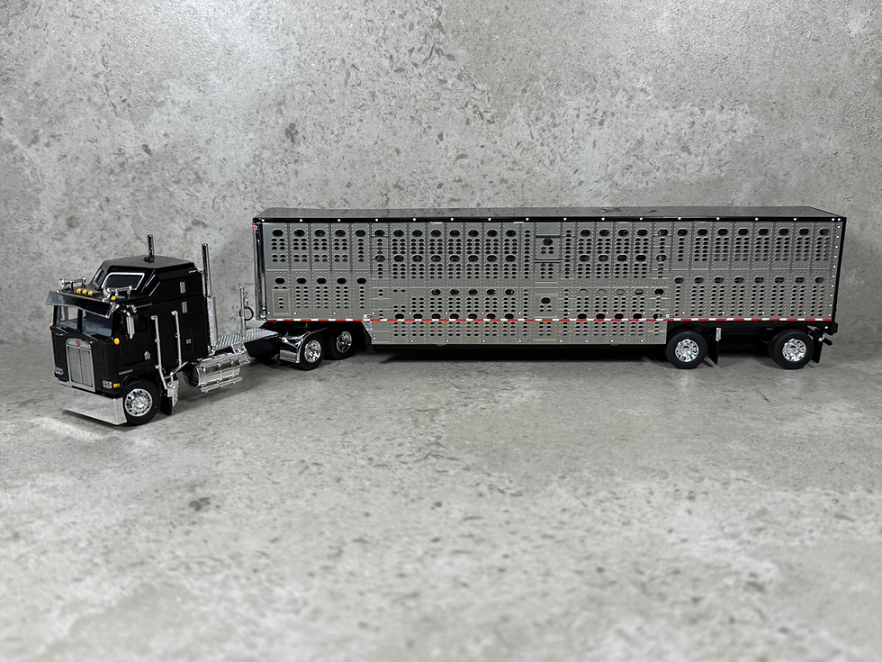 Thumbnail: 1/64 Kenworth K-100 w/ Wilson Livestock Trailer Black