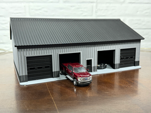 1/64 3D Printed Car Shop/Garage Gray/Black | FarmToys4You