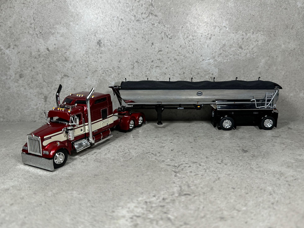 Thumbnail: 1/64 Kenworth W900 w/ MAC Round End Dump Red/Cream/Chrome