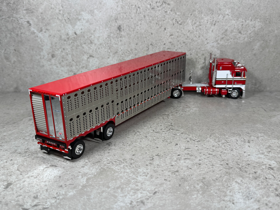 Thumbnail: 1/64 Kenworth K-100 w/ Wilson Livestock Trailer Red/White