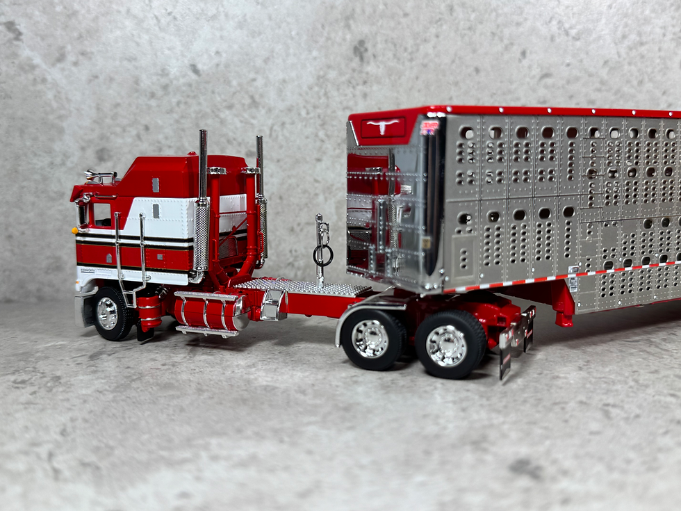 Thumbnail: 1/64 Kenworth K-100 w/ Wilson Livestock Trailer Red/White