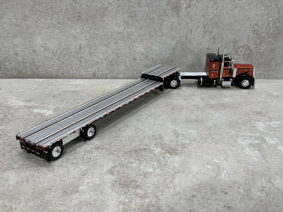 Thumbnail: 1/64 Peterbilt 379 w/ Transcraft Stepdeck Trailer Amber/Black