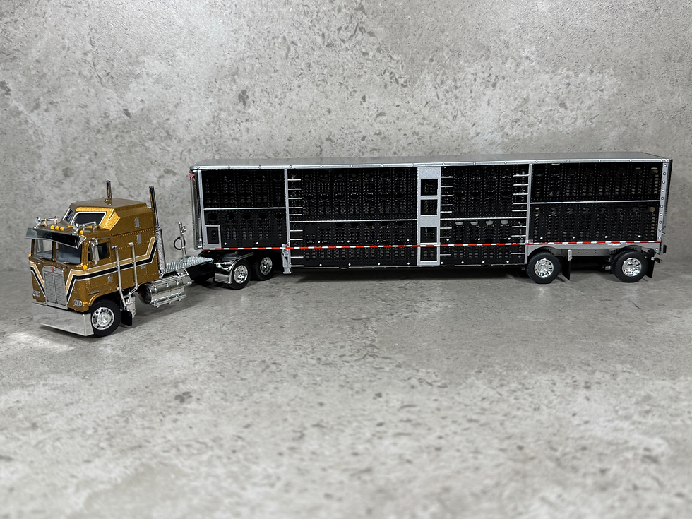 Thumbnail: 1/64 Kenworth K-100 w/ Wilson Livestock Trailer Gold/Black