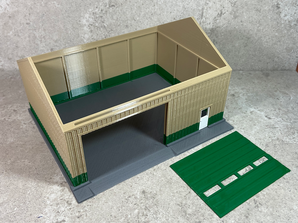 Thumbnail: 1/64 3D Printed Small Shop-Tan/Green
