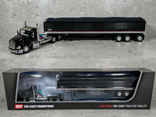 1/64 Peterbilt 579 w/ 50' Wilson Triple Axle Grain Trailer Black