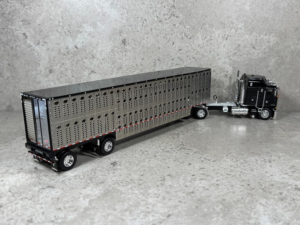 Thumbnail: 1/64 Kenworth K-100 w/ Wilson Livestock Trailer Black
