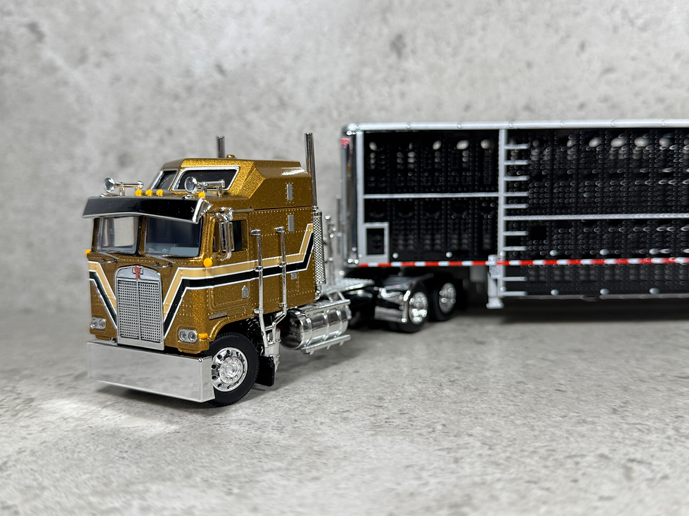 Thumbnail: 1/64 Kenworth K-100 w/ Wilson Livestock Trailer Gold/Black