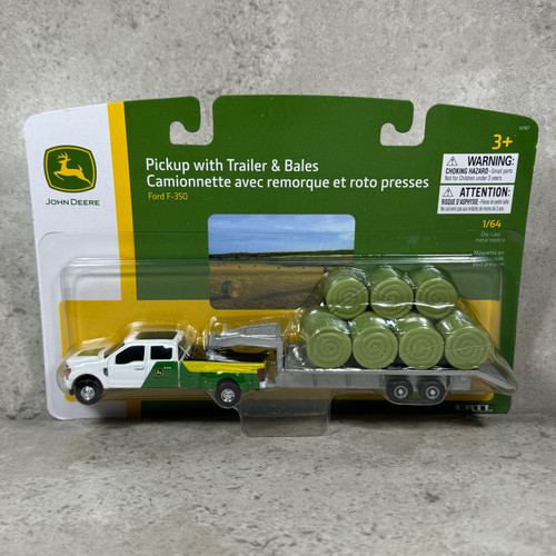 1/64 Ford F-350 Dually w/ Trailer & Bales John Deere | FarmToys4You