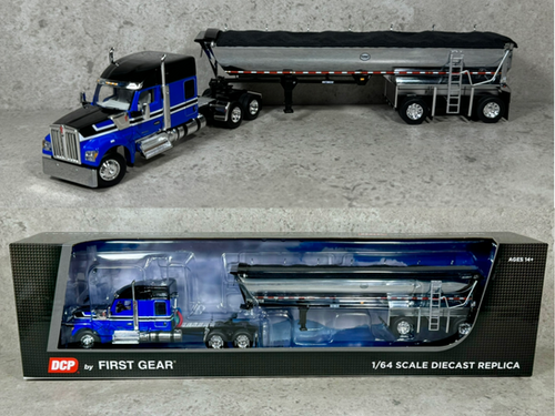 First Gear 1/64 ブルー&ブラック Kenworth W990 クロームMACエンド