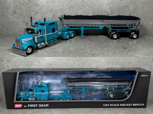 1/64 Kenworth W900 w/ MAC Half Round End Dump Turquoise/Chrome