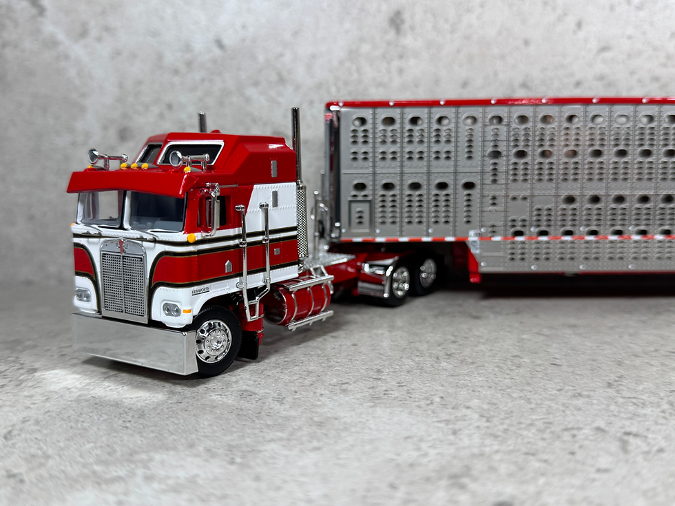 Thumbnail: 1/64 Kenworth K-100 w/ Wilson Livestock Trailer Red/White