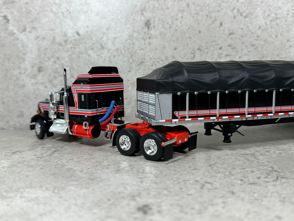 Thumbnail: 1/64 Kenworth W900A w/ Covered Wagon Trailer Black/Red