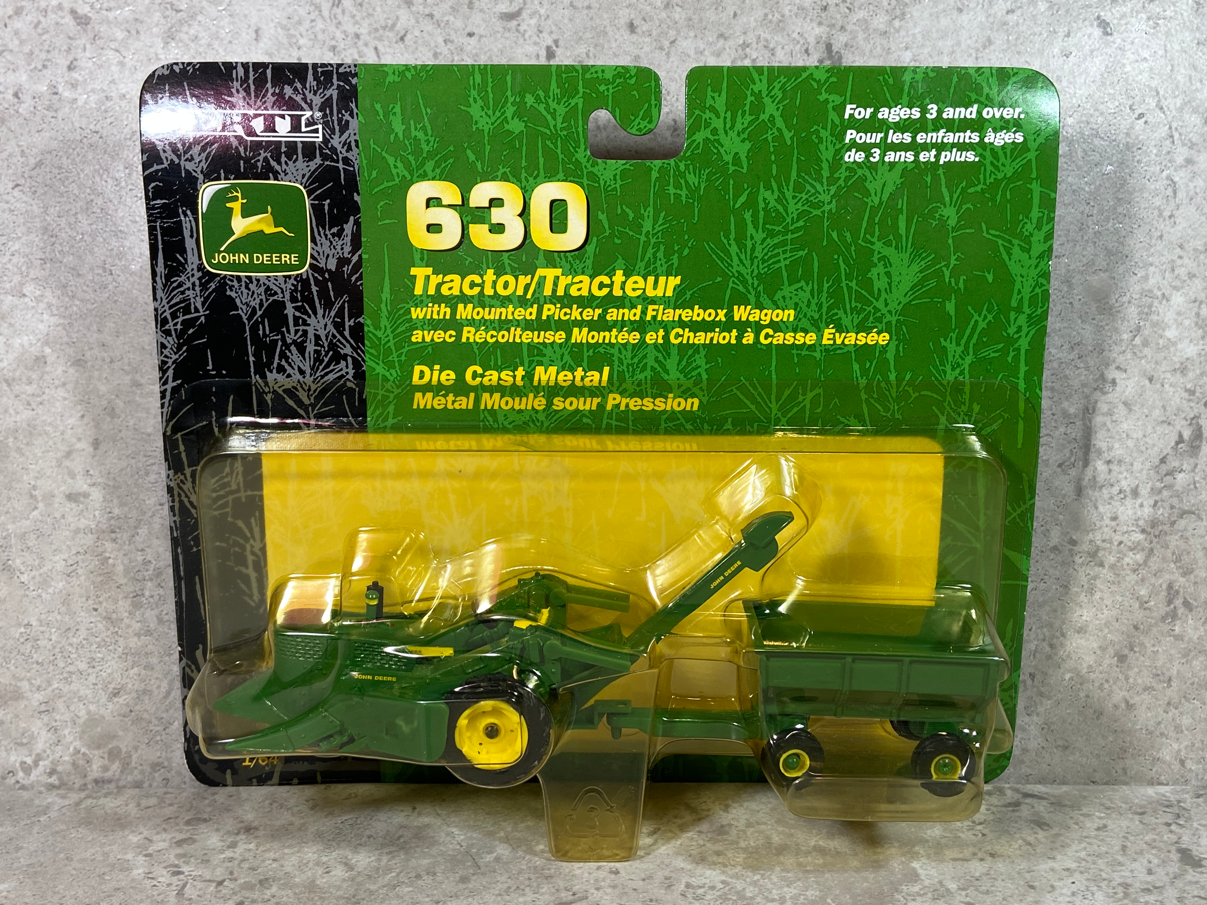 1/64 John Deere 630 w/ Mounted Picker & Wagon