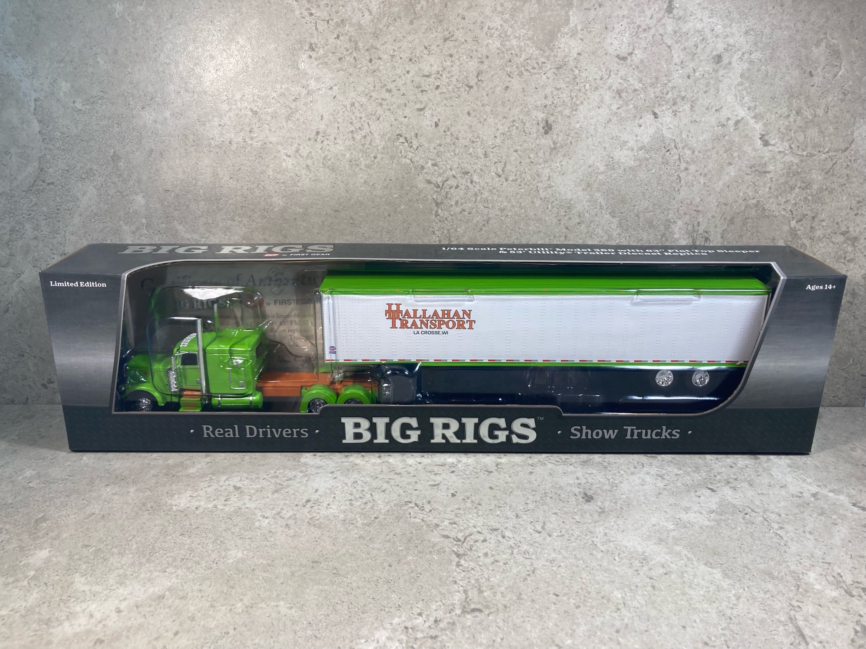 1/64 Peterbilt 389 w/ Utility Van Trailer Big Rigs #9 Hallahan Transport