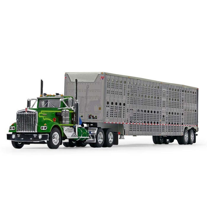 Thumbnail: 1/64 Kenworth W900A Green w/ Wilson Livestock Trailer
