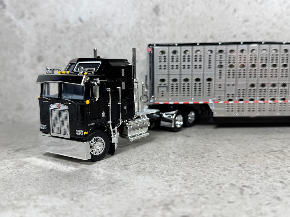 Thumbnail: 1/64 Kenworth K-100 w/ Wilson Livestock Trailer Black