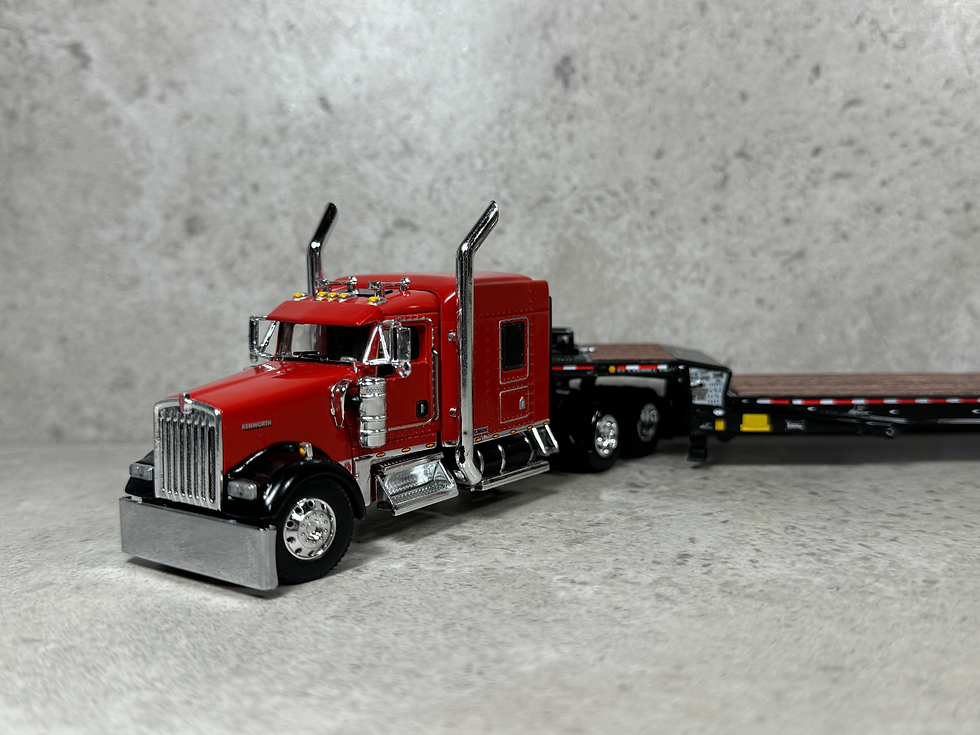 Thumbnail: 1/64 Kenworth W900 w/ Landoll 440B-50CA Traveling Axle Red/Black